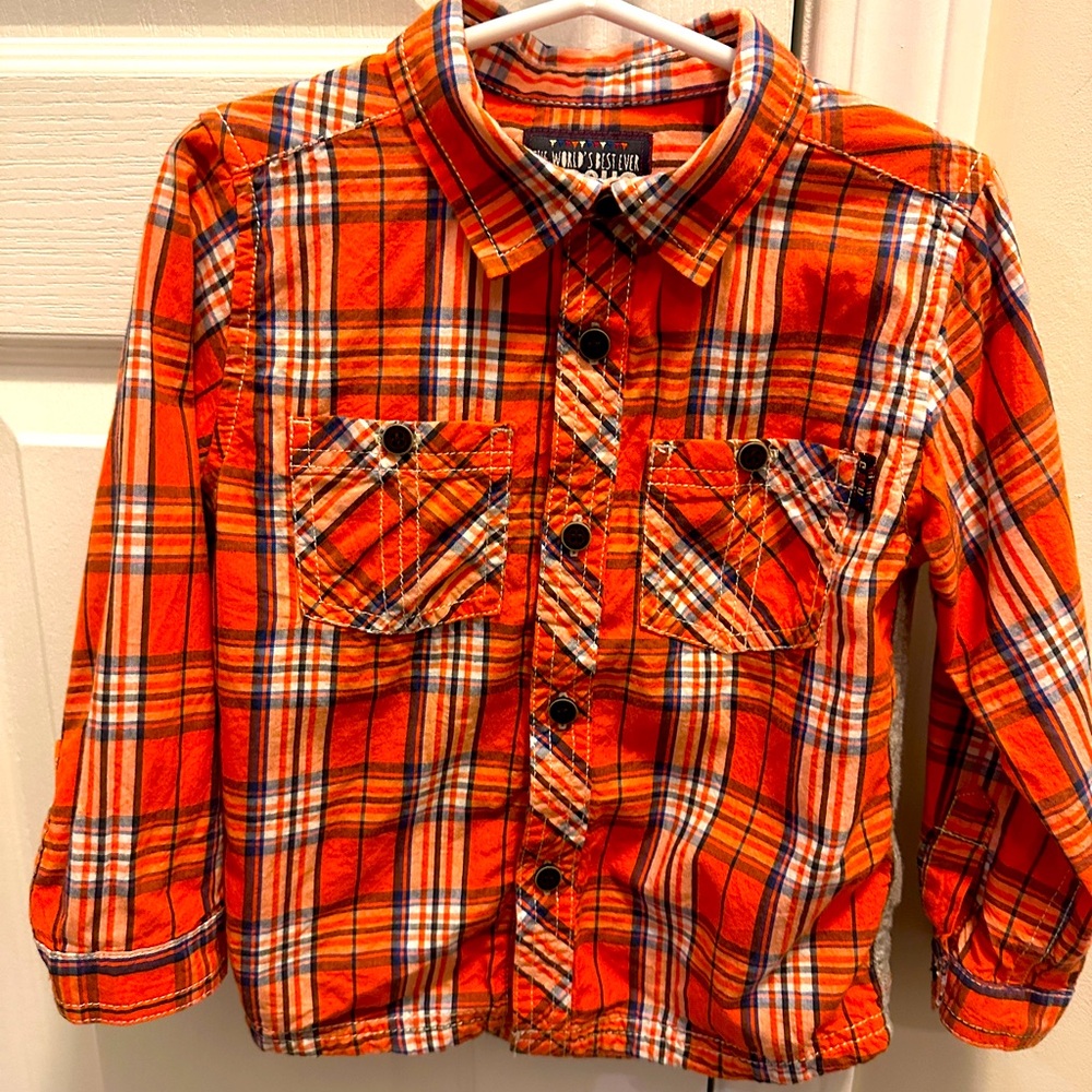 🎉BUNDLE 10 for $30🎉MOTHERCARE • Orange Plaid Button Down Shirt